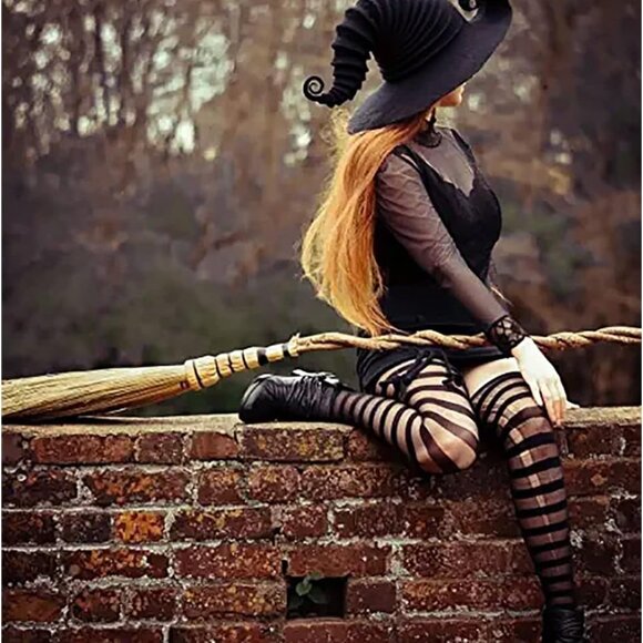 Halloween Witch Hat Black Crooked Large Ruched Witch Hat Women Accessory for Hal - Picture 2 of 6